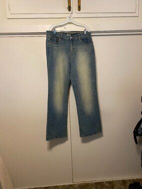 TINT, like new, distressed, straight leg (sort of wide) jeans, size 16
